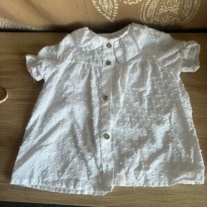 Martina Charlotte Girls Babydoll White Buttondown Shirt Dress